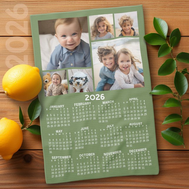 Kalender mit 6 Fotomaterial - Seite Grün Geschirrtuch (2026 Calendar)