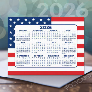 Kalender mit amerikanischer Flagge - Red White Blu Postkarte