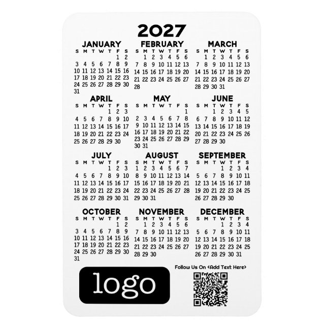 Kalender mit Firmenlogo und QR-Code Magnet (Vertikal)