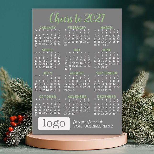 Kalender mit Firmenlogo - Weihnachtskarte Einladung (Holiday Card with 2027 Calendar)