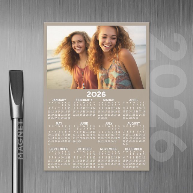 Kalender mit Foto Full Year View Modern Magnet (2026 Calendar Magnet with Custom Photo)