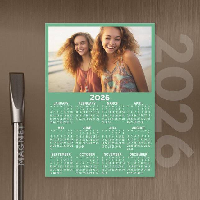Kalender mit Foto Full Year View Modern Magnet (2026 Calendar with A Photo and Magnetic Back)
