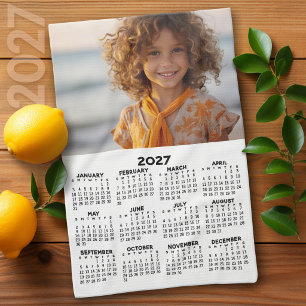 Kalender mit Foto - Jahresansicht - Schwarz-weiß Geschirrtuch
