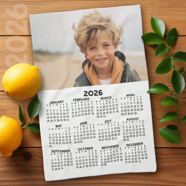 Kalender mit Foto - Jahresansicht - Schwarz-weiß Geschirrtuch (2026 Calendar)