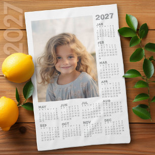 Kalender mit Foto Volljahresansicht Modern Minimal Geschirrtuch