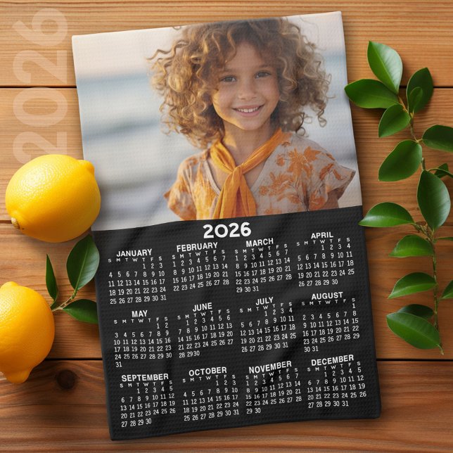 Kalender mit Foto Volljährig anzeigen Moderne Mini Geschirrtuch (2026 Calendar)