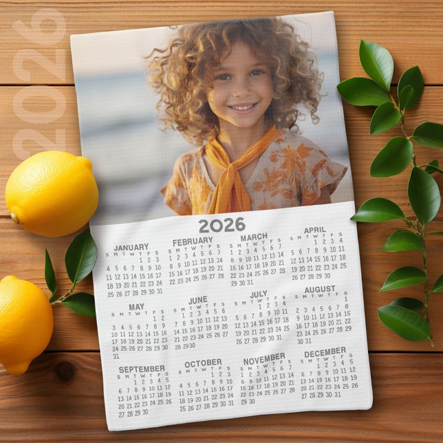 Kalender mit Foto Volljährig anzeigen Moderne Mini Geschirrtuch (2026 Calendar)