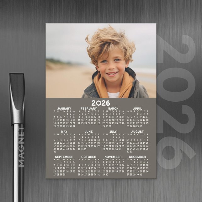 Kalender mit Foto - Volljährige Magnetkarte (2026 Calendar with A Photo and Magnetic Back)