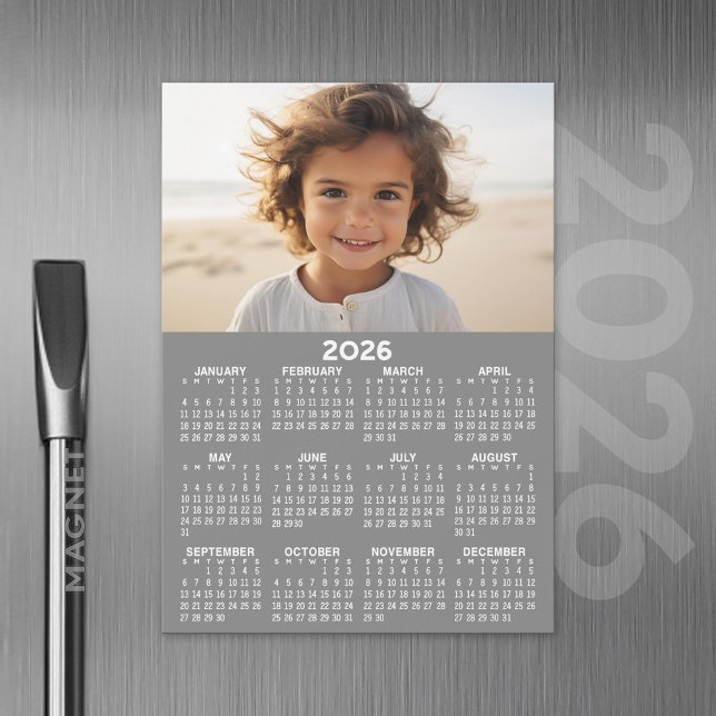 Kalender mit Foto - Volljährige Magnetkarte (2026 Calendar with A Photo and Magnetic Back)