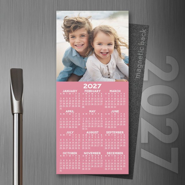 Kalender mit FotoCollage - Rosa Magnet (2027 Magnet Calendar)