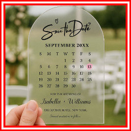 Kalender mit Herz Elegantes Foto Moderne Hochzeit Acryleinladungen