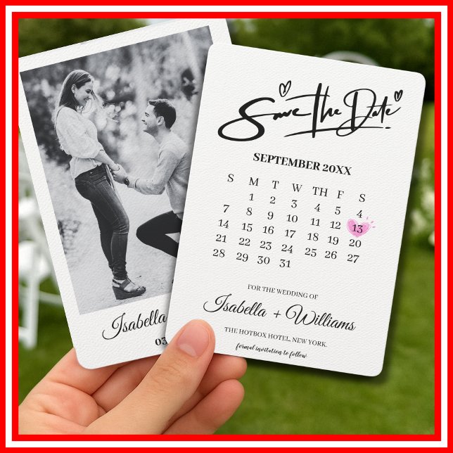 Kalender mit Herz Elegantes Foto Moderne Hochzeit Save The Date (Von Creator hochgeladen)