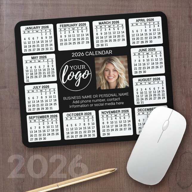 Kalender mit Logo Kontakt-Magnet Mousepad (2026 Calendar with a Photo Collage on a Mousepad)