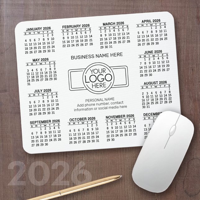Kalender mit Logo Kontakt-Magnet Mousepad (2026 Calendar with a Photo Collage on a Mousepad)