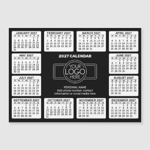 Kalender mit Logo Kontaktinfo Schwarz - Magnet