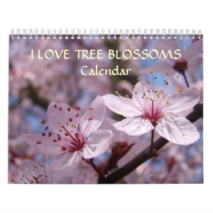 Kalender mit rosa Baumblüten Weiße Blüten Apfel