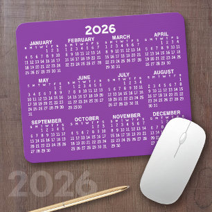 Kalender - modern lila und weiß mousepad
