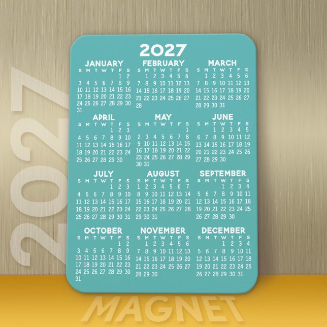 Kalender - Modern, Minimal und weiß Magnet (Modern 2027 Calendar Magnet)