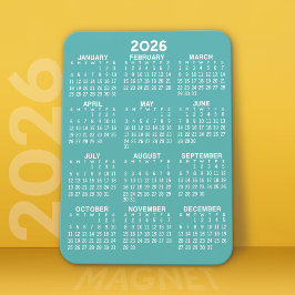 Kalender - Modern, Minimal und weiß Magnet