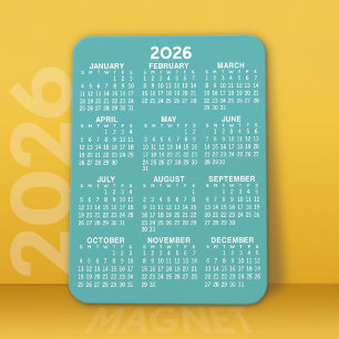 Kalender - Modern, Minimal und weiß Magnet