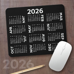 Kalender - modern, schwarz und weiß mousepad