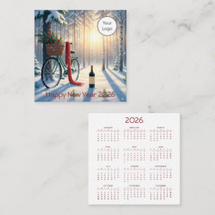 Kalender Neujahr 2026 Square Business Card Quadratische Visitenkarte