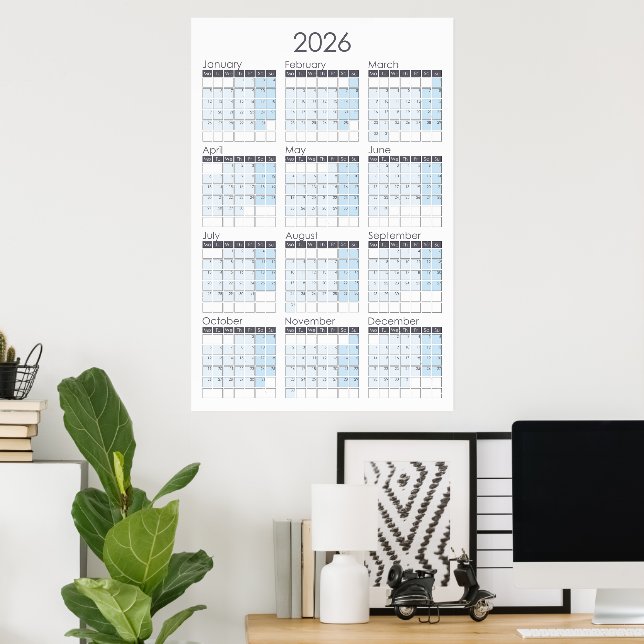 Kalender-Poster für das Jahr 2026 Poster (Heimbüro)