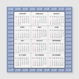 Kalender-quadratische Magnetkarte des Blau-2018