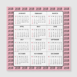 Kalender-quadratische Magnetkarte des Rosa-2018