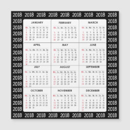 Kalender-quadratische Magnetkarte des Schwarz-2018