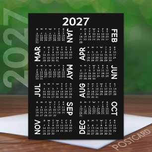 Kalender: Schwarzweißnamen Postkarte