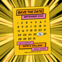 Kalender Spaß Modernes Comic Save the Date buchen