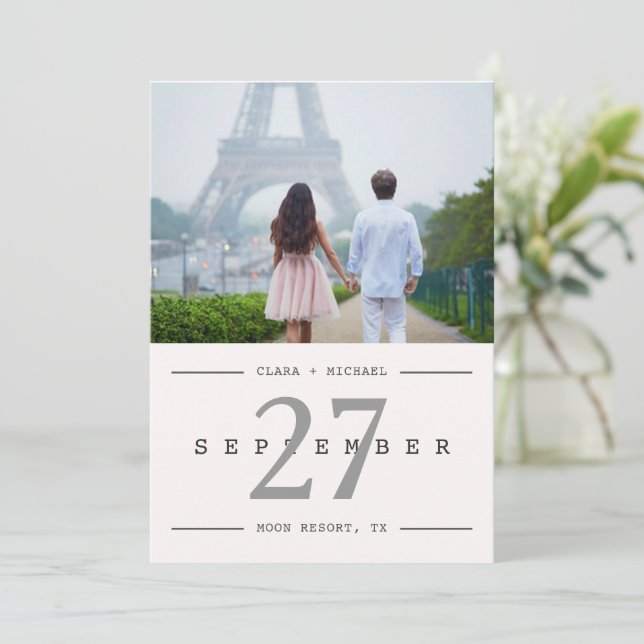 Kalender Stil Big Date Foto Save the Date Karte (Stehend Vorderseite)