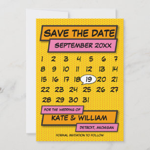 Kalender Termin vormerken Spaß Retro Comicbuch Save The Date