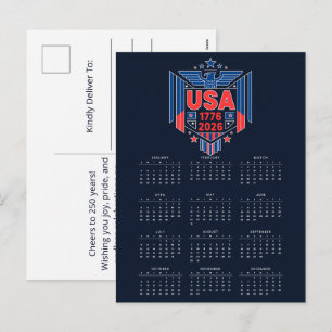 Kalender USA 1776-2026 Feiertagspostkarte