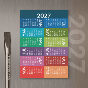 Kalender - Volles Jahr mit funkelnden bunten Monat Magnetkarte