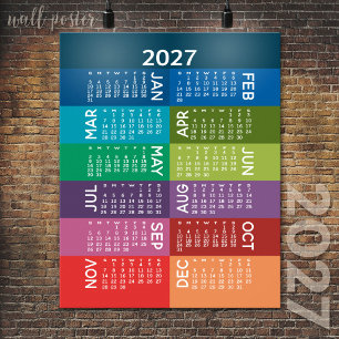 Kalender - Volles Jahr mit funkelnden bunten Monat Poster