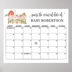 Kalender zur Schätzung des Geburtstermins für Baby Poster