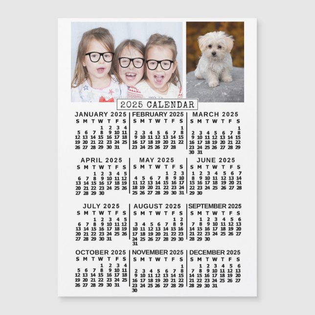 Kalenderjahr 2025 - Weißes Jahr | Foto Template Ma Magnetkarte (Vorderseite)