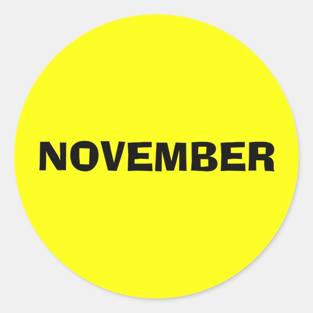 Kalendermonat von Janz November Gelb Runder Aufkleber (Vorderseite)