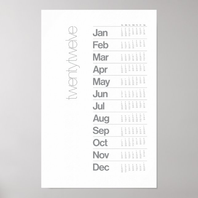 Kalenderposter 2012 - Helvetica-Gittersystem Poster (Vorne)