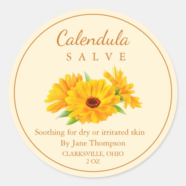 Kalendula Salve/balsam Runder Aufkleber (Vorderseite)
