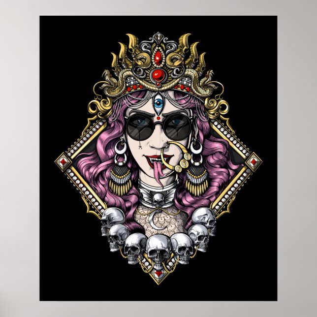 Kali Gothic Hindu Goddess Poster (Vorne)