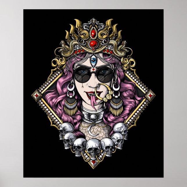 Kali Gothic Hindu Goddess Poster (Vorne)