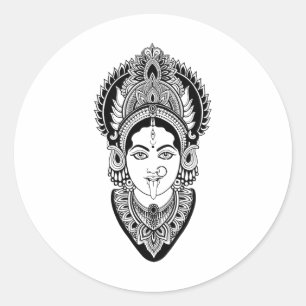 Kali Göttin Deität Indisch Indien Hindu Yoga T-Shi Runder Aufkleber