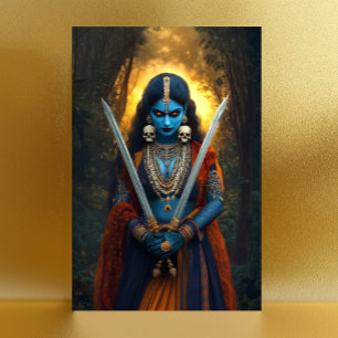 Kali Hindu Göttin Porträtmalerei Dark Fantasy Postkarte