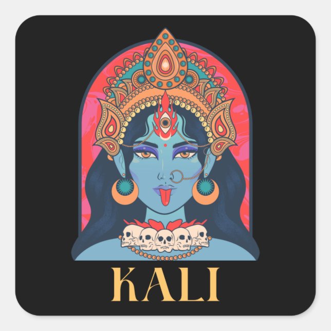 Kali-Hinteru-Göttlichkeit Quadratischer Aufkleber (Vorderseite)