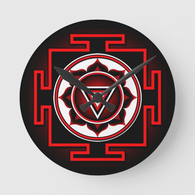 Kali Yantra Runde Wanduhr (Vorderseite)