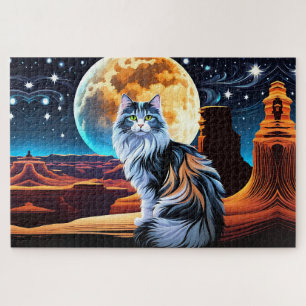 Kalico-Katze verdünnen, in der Wüste Vollmond