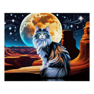 Kalico-Katze verdünnen, in der Wüste Vollmond Poster